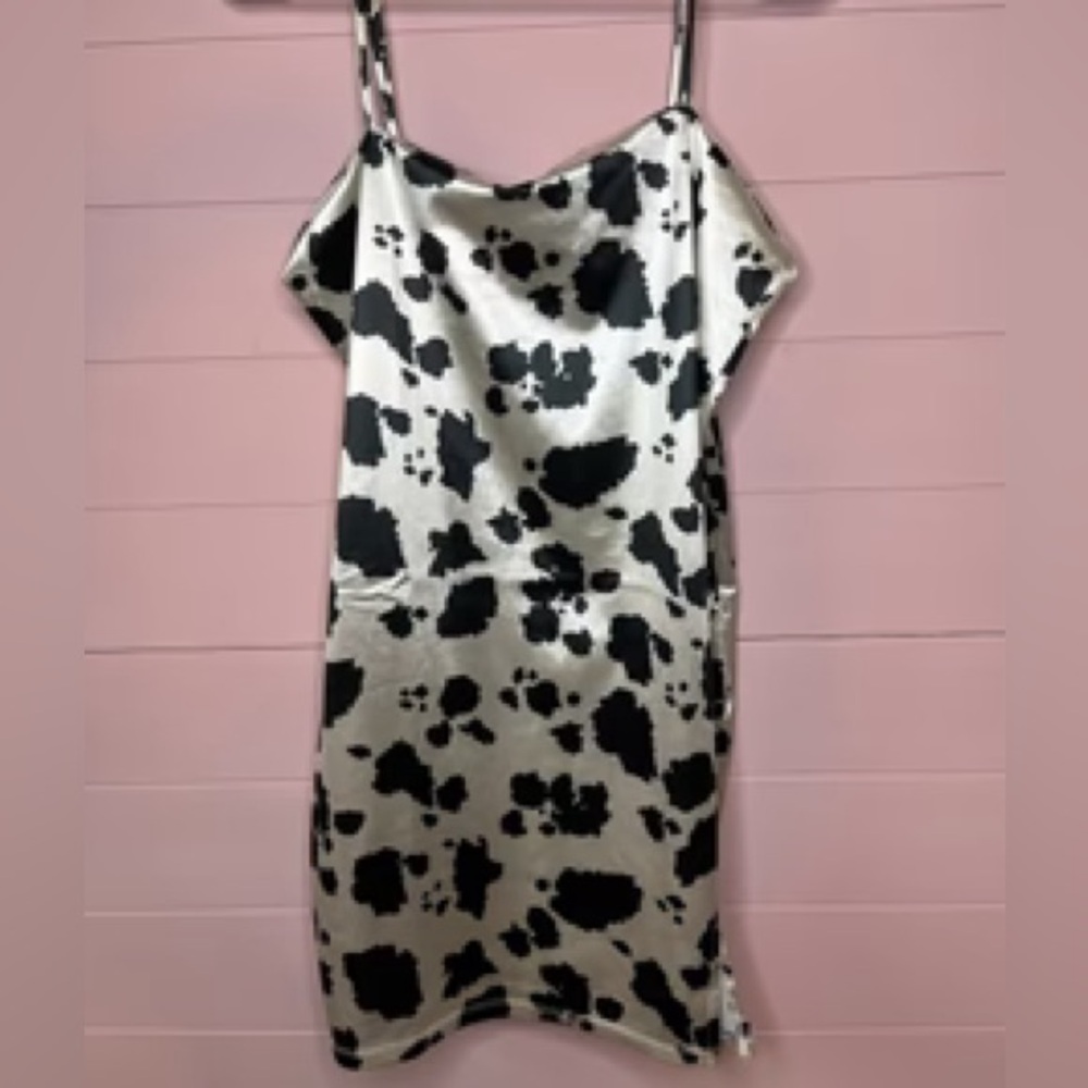Cow Print Spaghetti Strap Mini Dress